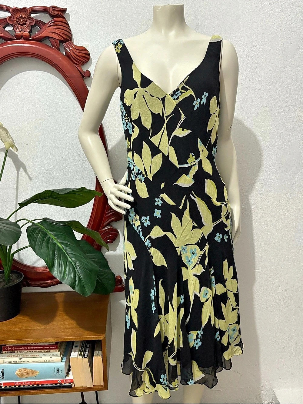 Y2K Jones New York Floral Silk Bias Cut Fairycore Midi Dress Size 10 Like New